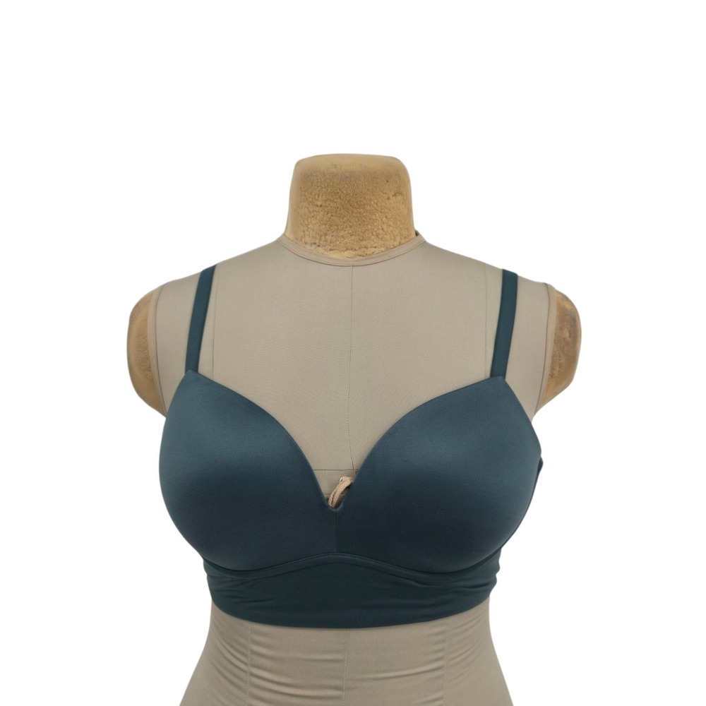 DOBREVA Wirefree T-Shirt Bra Women 36C Green Padded Comfort Everyday Lingerie